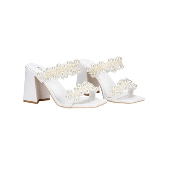 Women Chunky Heels Sandals Classic Square Toe High Heel Open Toe Size 10 Mules - Picture 1 of 11